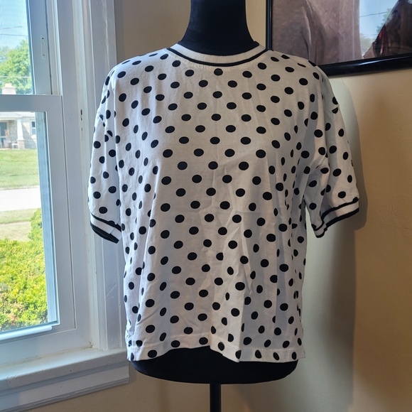 Black and White Polka Dot Women's Tee - Picture 1 of 3